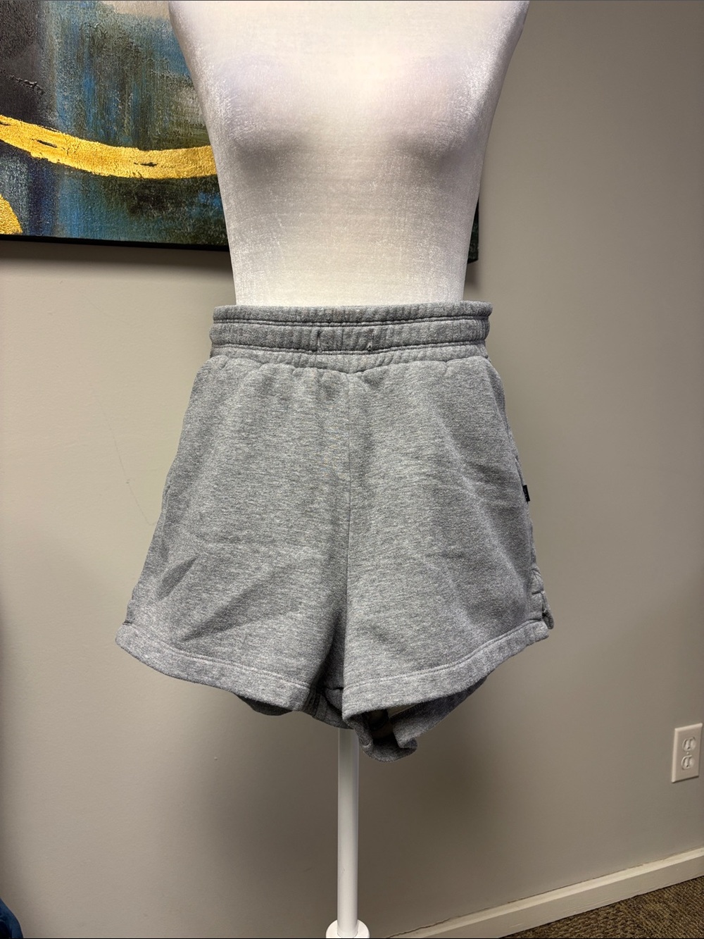 Women's Gray Athletic Lounge Shorts with Elastic Waist